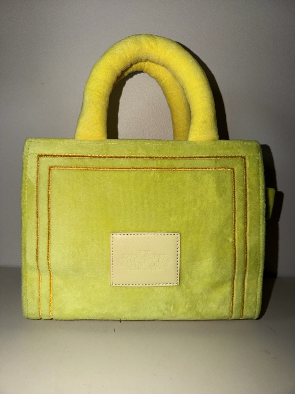 Marc Jacobs The Teddy Mini Tote Bag Yellow Plush Fleece Top Handle Designer
